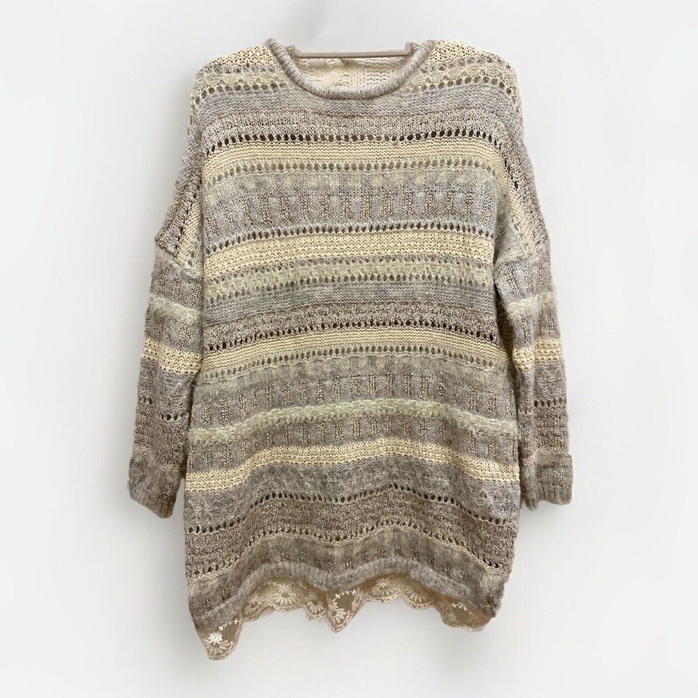 American Rag Womens Lace Hem Sweater Hi-lo Tunic Knit Top, S Coquette Soft - Picture 3 of 7